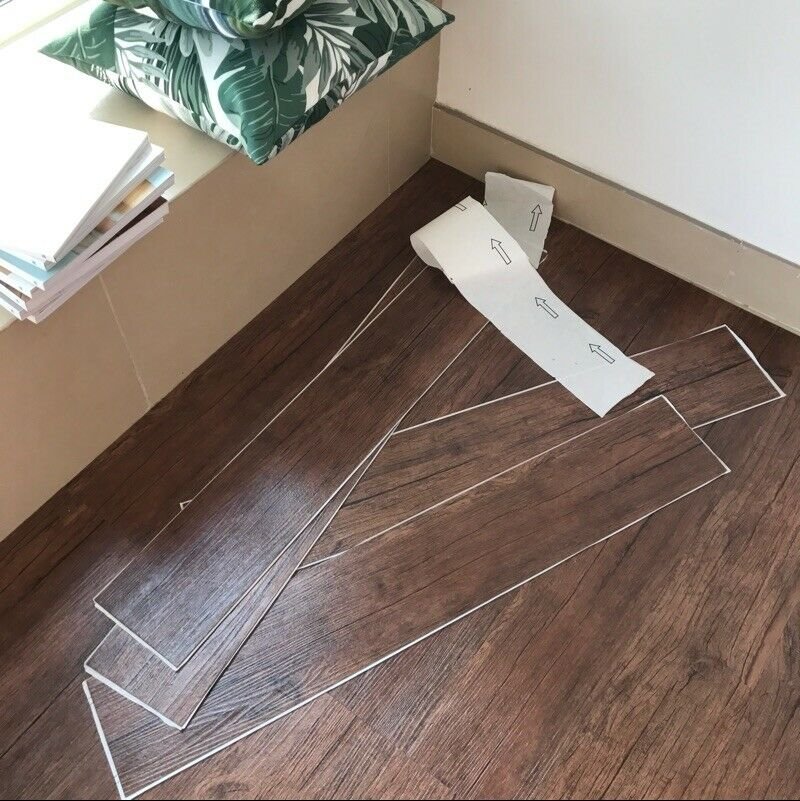 Self Adhesive PVC Floor Planks Tiles Dark Brown 5 M Per Pack Self Self Adhesive PVC Floor Planks Tiles Dark Brown 5 M Per Pack Self